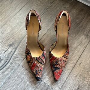Paisley pointed toe heels